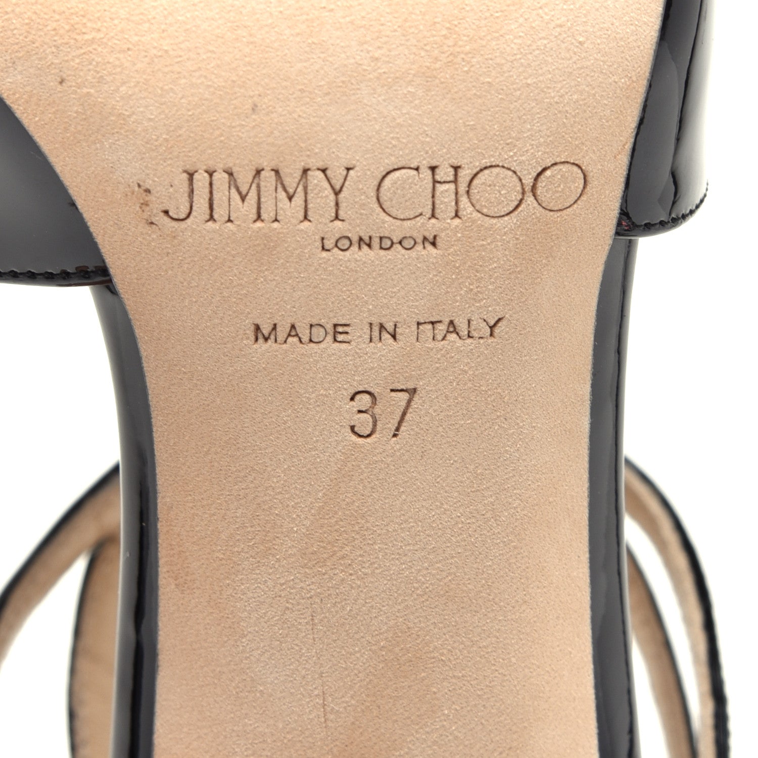 Jimmy Choo Patent Calfskin Lang Sandals 37 Black 9 of 9
