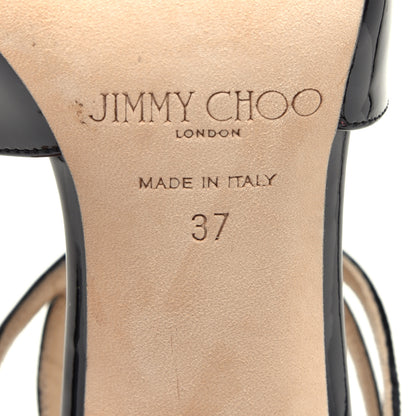 Jimmy Choo Patent Calfskin Lang Sandals 37 Black 9 of 9