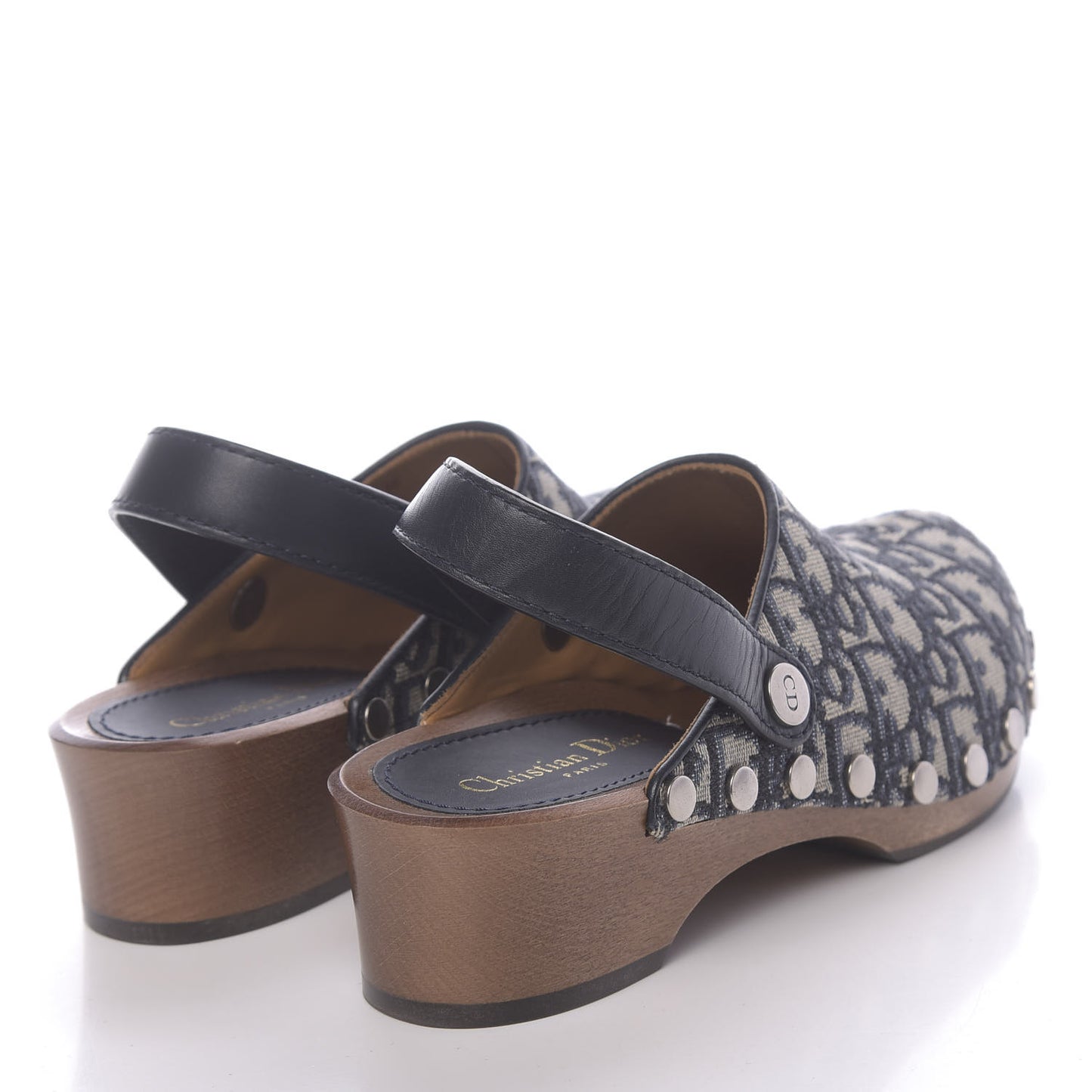 Canvas Oblique Diorquake 20mm Slingback Clogs 36 Deep Blue