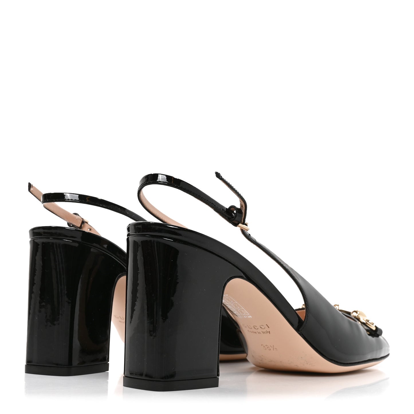 Vernice Crystal Horsebit Lady Slingback Pumps 38.5 Black