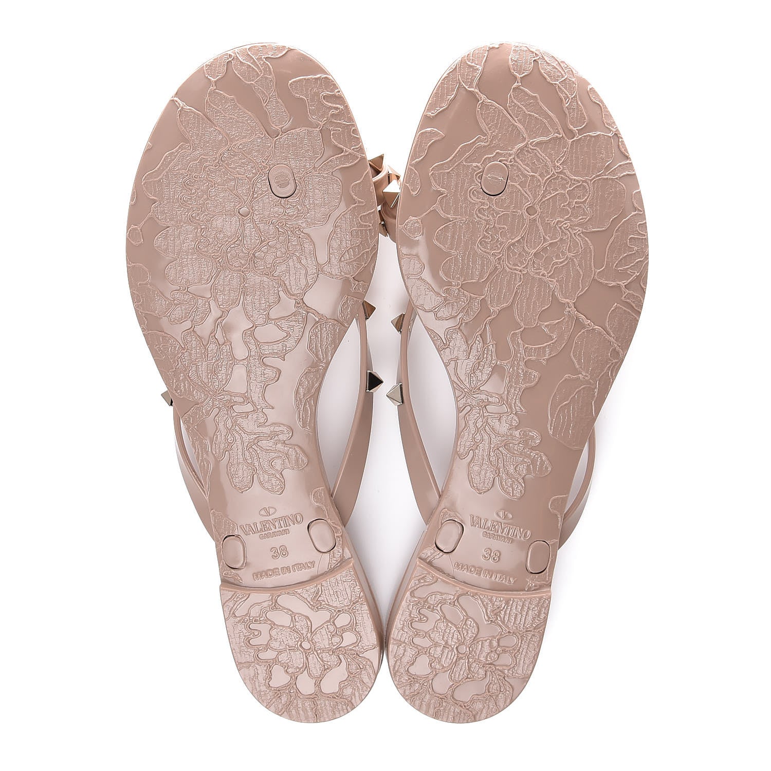 Valentino Garavani PVC Jelly Rockstud Bow Thong Sandals 38 Poudre 5 of 8