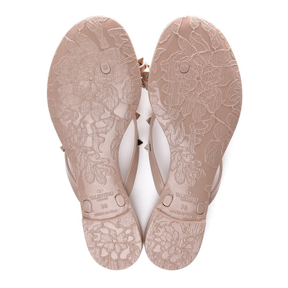 Valentino Garavani PVC Jelly Rockstud Bow Thong Sandals 38 Poudre 5 of 8