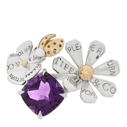 Tiffany Sterling Silver 18K Yellow Gold Amethyst Return to Tiffany Love Bugs Ring 58 8.25 1 of 4