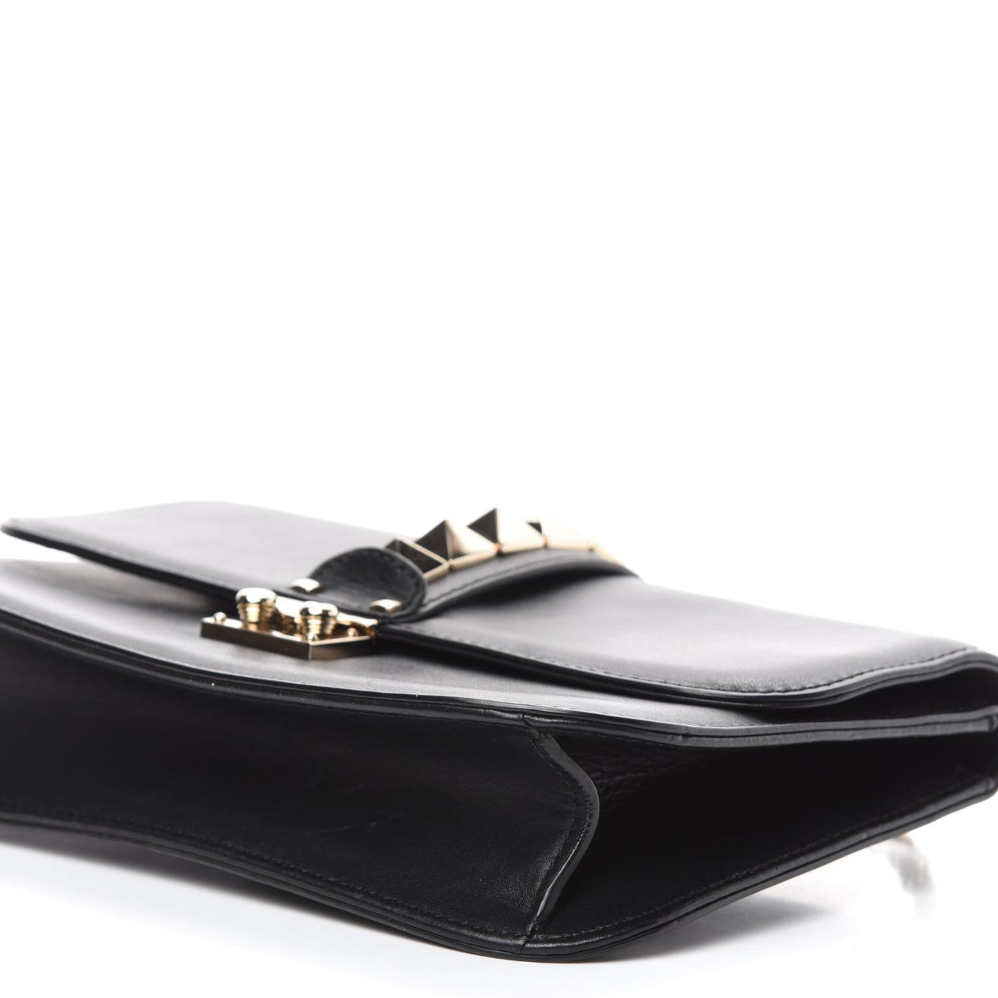 Vitello Medium Glam Lock Rockstud Flap Black