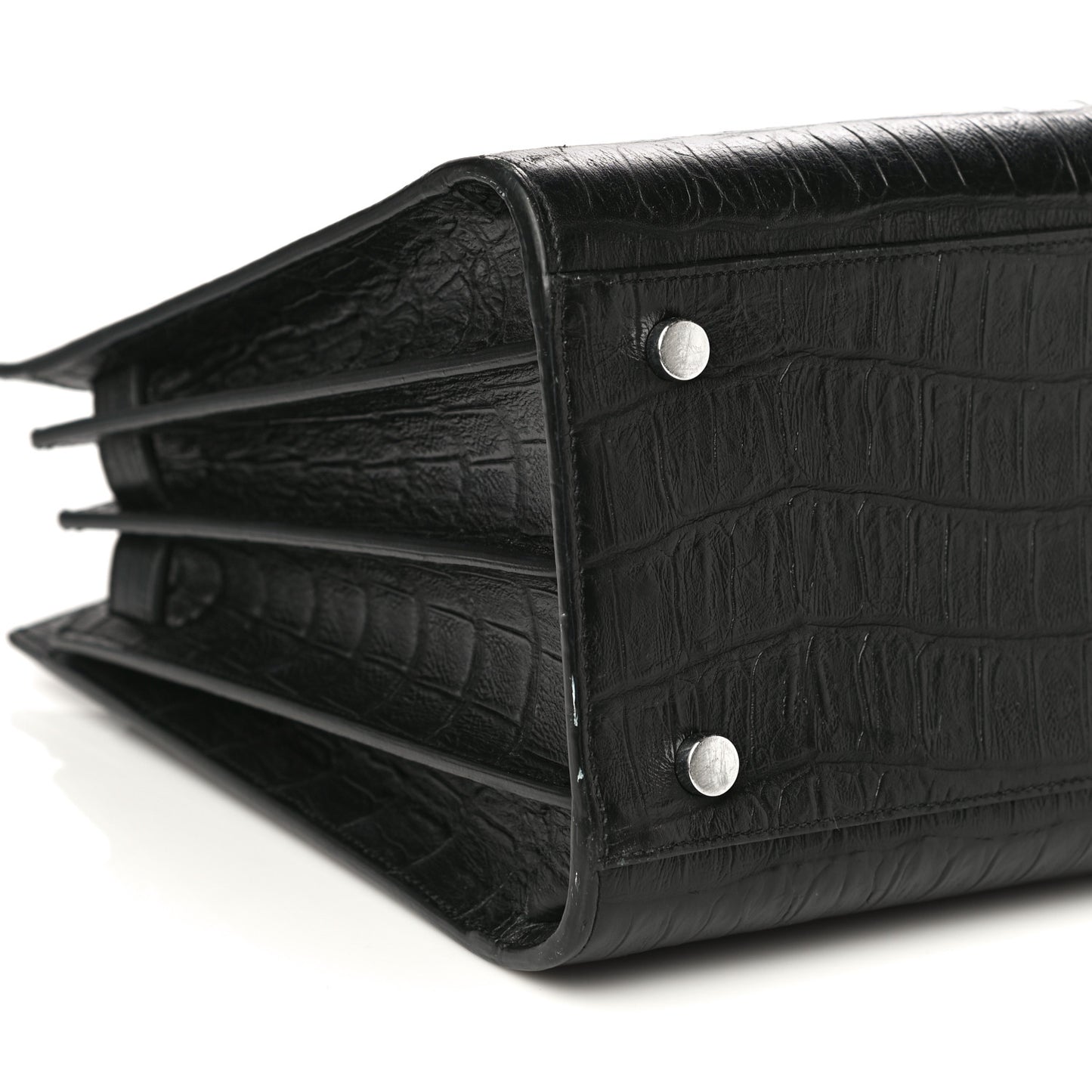 Calfskin Crocodile Embossed Small Sac de Jour Black