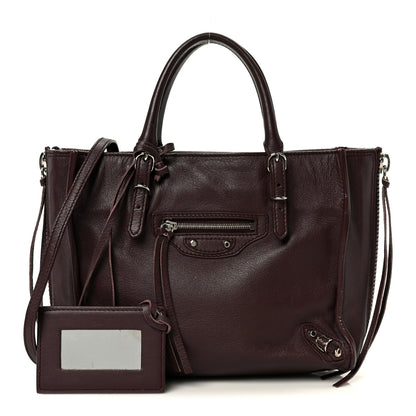 Balenciaga Calfskin Papier Mini A4 Zip Around Tote Rouge Aubergine 2 of 10