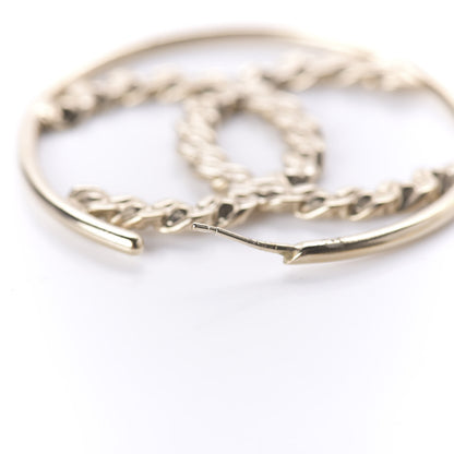 Chanel Crystal High Society CC Hoop Earrings Gold 6 of 6