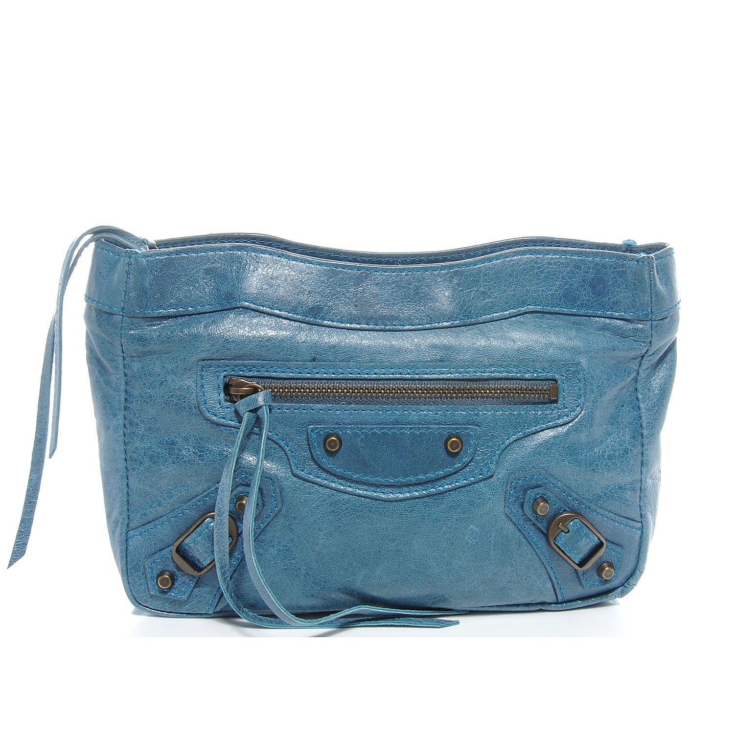 Balenciaga Chevre Porte Toilette Makeup Clutch Turquoise 1 of 7