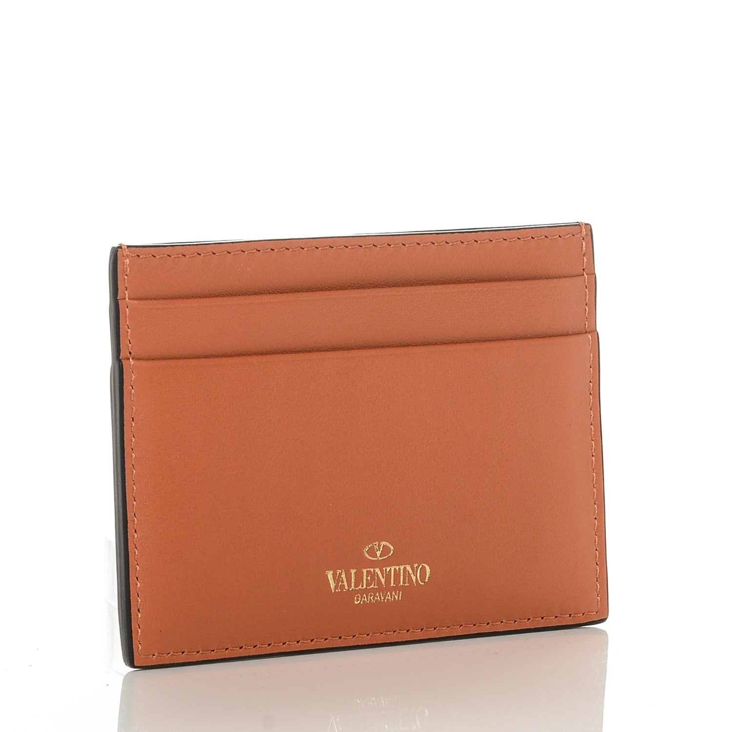 Valentino Garavani Vitello Rockstud Card Holder Orange 3 of 7