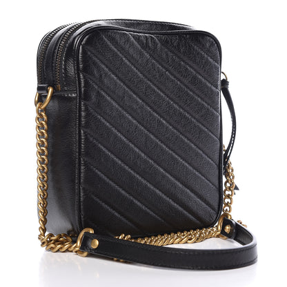 Gucci Azalea Calfskin Matelasse Diagonal Tall GG Marmont Crossbody Bag Black 3 of 11