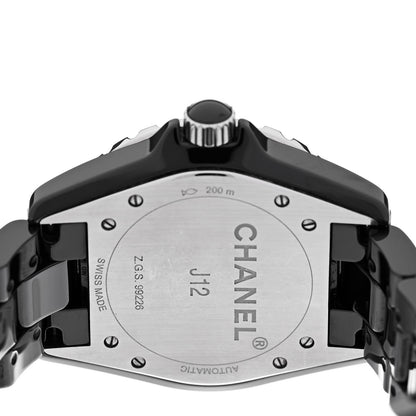 Chanel Stainless Steel Ceramic Diamond 38mm J12 Automatic Watch Black 4 of 4