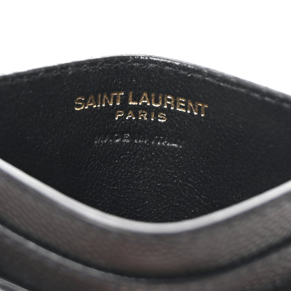 Saint Laurent Grain De Poudre Matelasse Chevron Monogram Credit Card Case Black 6 of 7