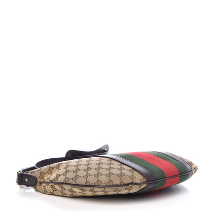 Gucci Monogram Vintage Web Medium Half Moon Hobo Dark Brown 3 of 8