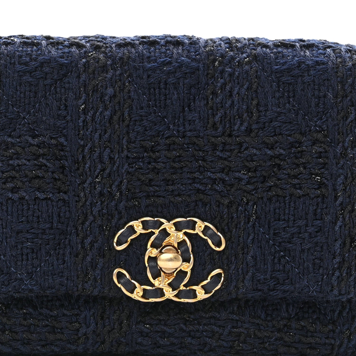 Chanel Tweed Quilted Chanel 19 Waist Bag Navy 8 of 10