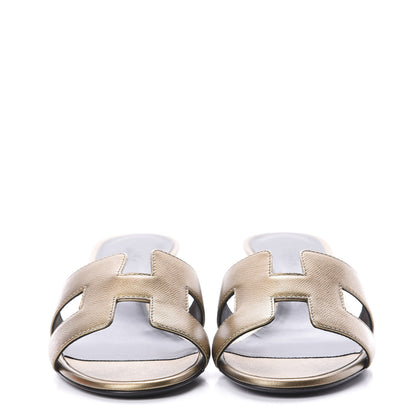 Hermes Madame Calfskin Oasis Sandals 36 Doré Vieilli 2 of 8