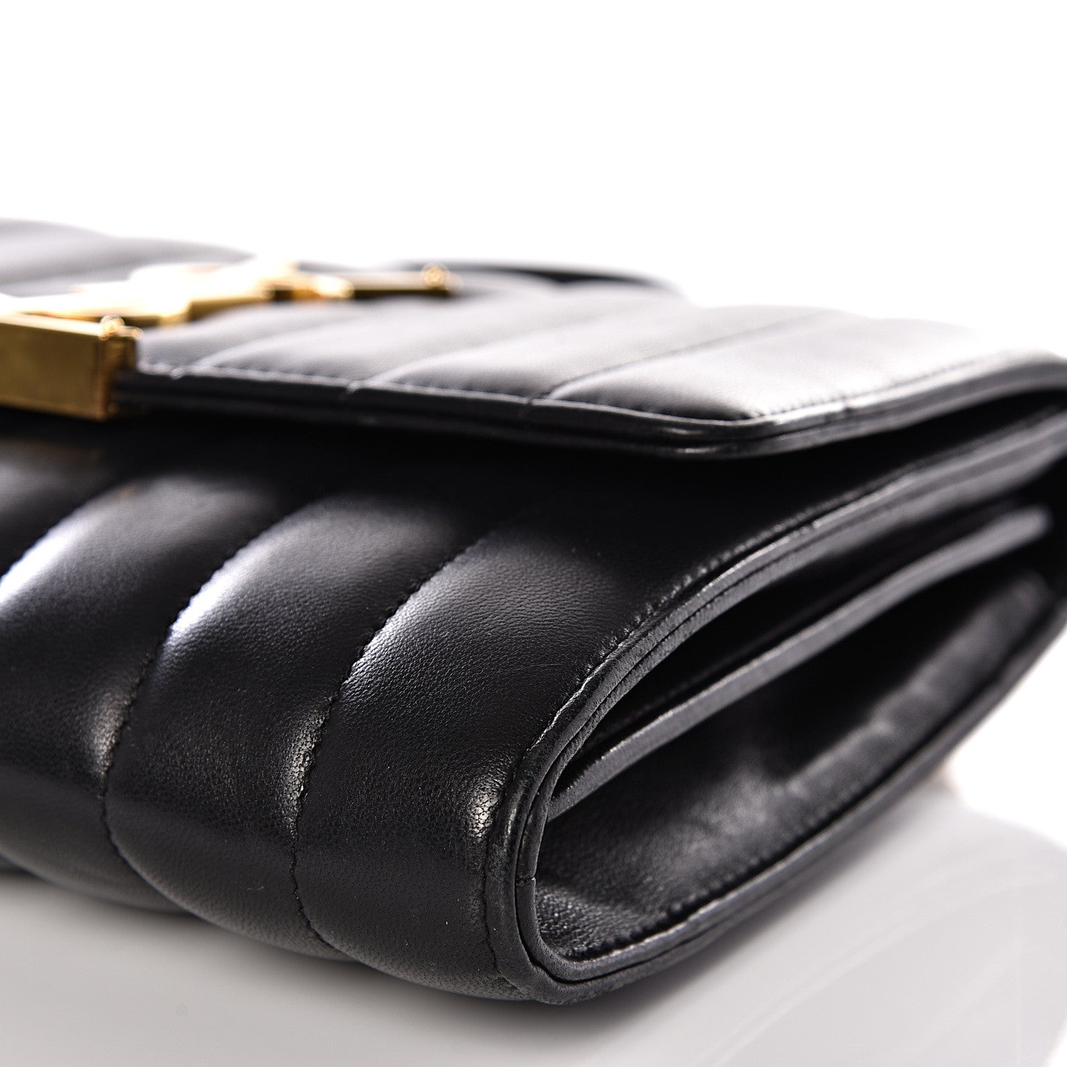 Saint Laurent Lambskin Matelasse Monogram Vicky Chain Wallet Black 7 of 11