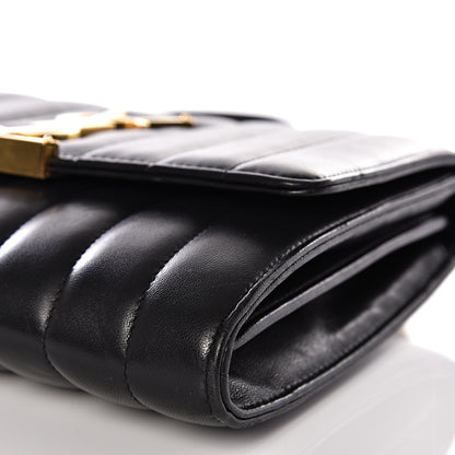 Saint Laurent Lambskin Matelasse Monogram Vicky Chain Wallet Black 7 of 11