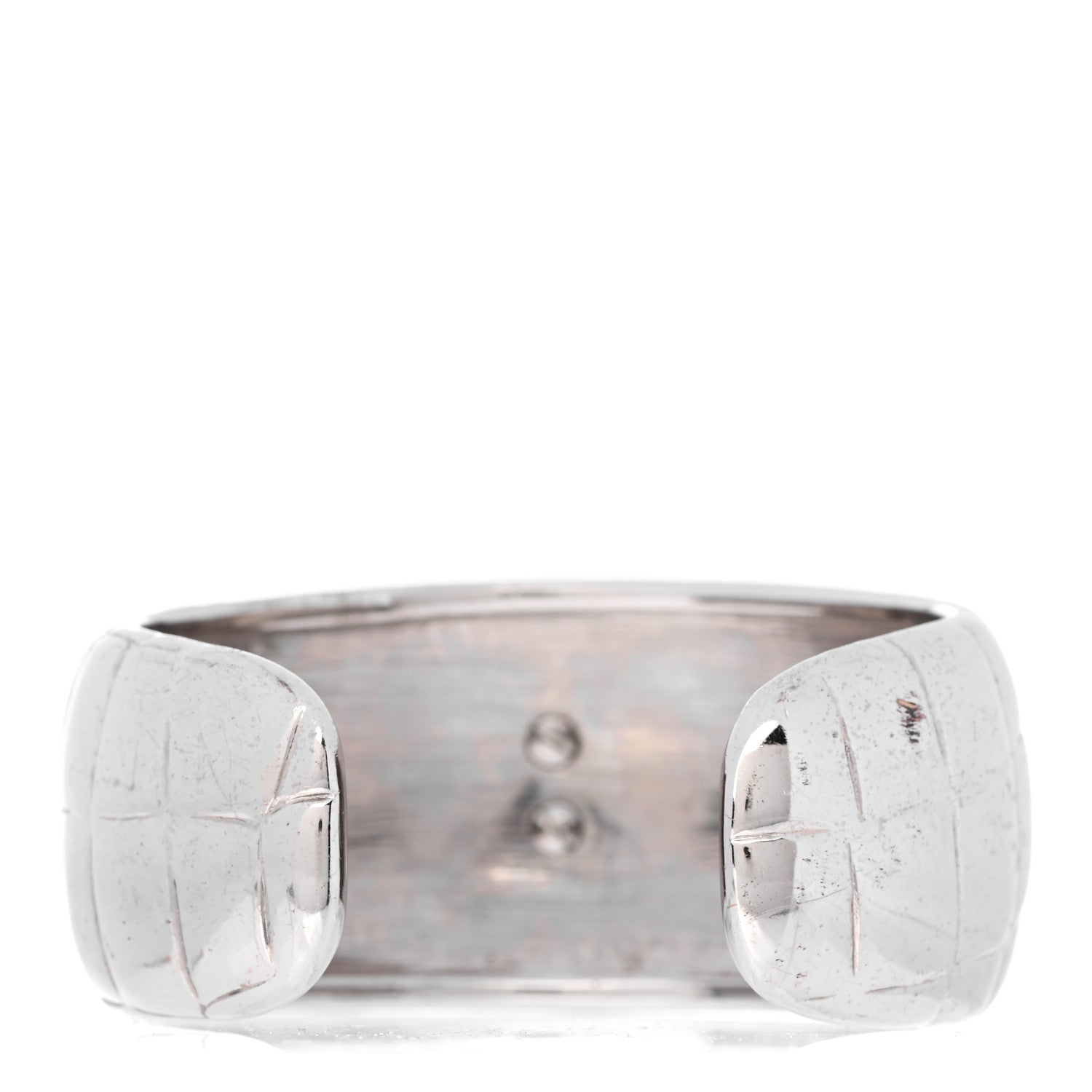 Chanel Metal Crocodile Embossed CC Cuff Silver 2 of 3