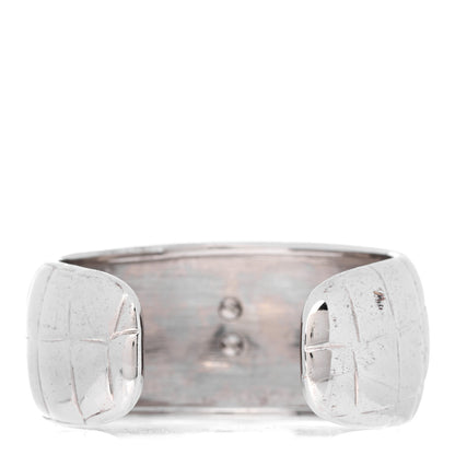 Chanel Metal Crocodile Embossed CC Cuff Silver 2 of 3