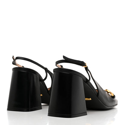 Gucci Malaga Kid Horsebit 75mm Slingback Pumps 41 Black 4 of 8