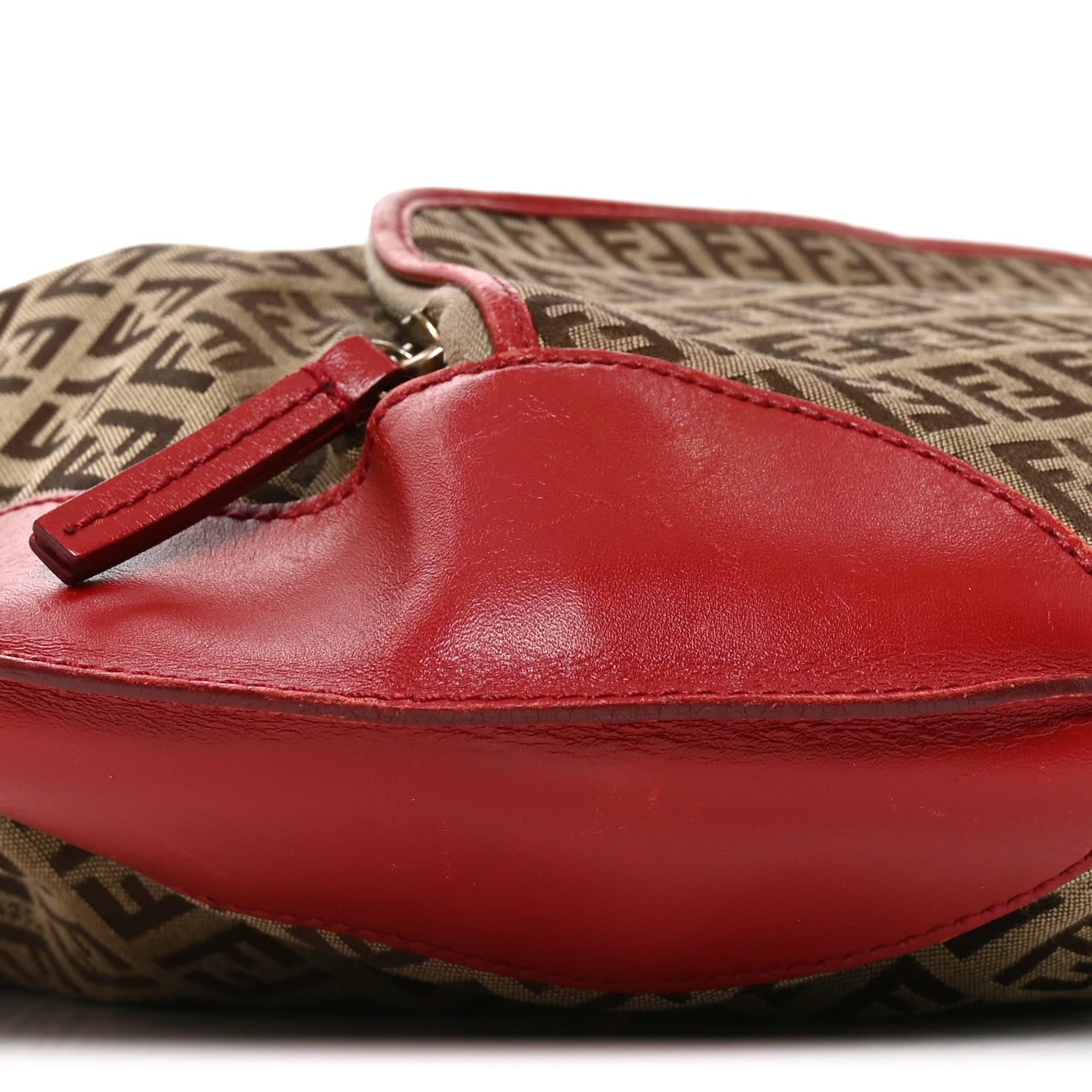 Fendi Zucchino Cuoio Chef Hobo Mogano Panna Rosso 9 of 10