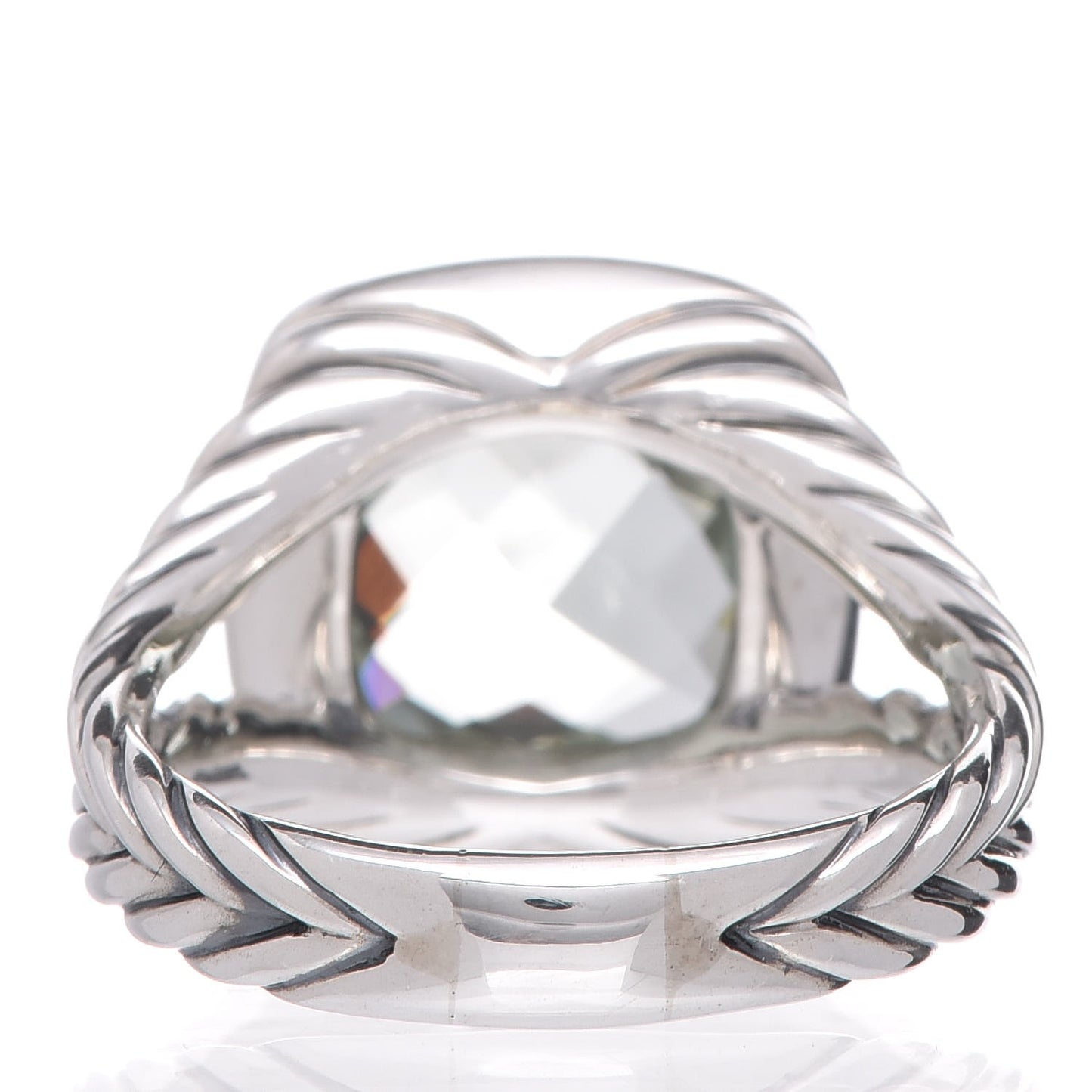 Sterling Silver Diamond Prasiolite 11mm Albion Ring 58 8.25