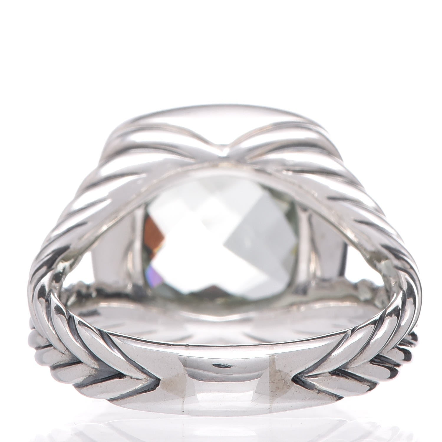 David Yurman Sterling Silver Diamond Prasiolite 11mm Albion Ring 58 8.25 4 of 5