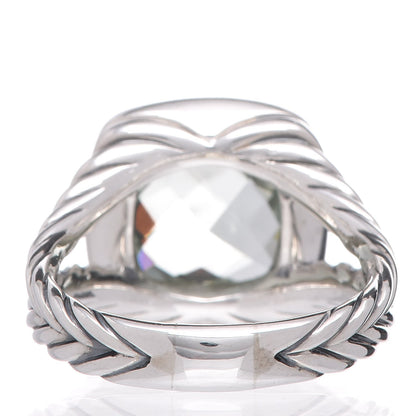 David Yurman Sterling Silver Diamond Prasiolite 11mm Albion Ring 58 8.25 4 of 5
