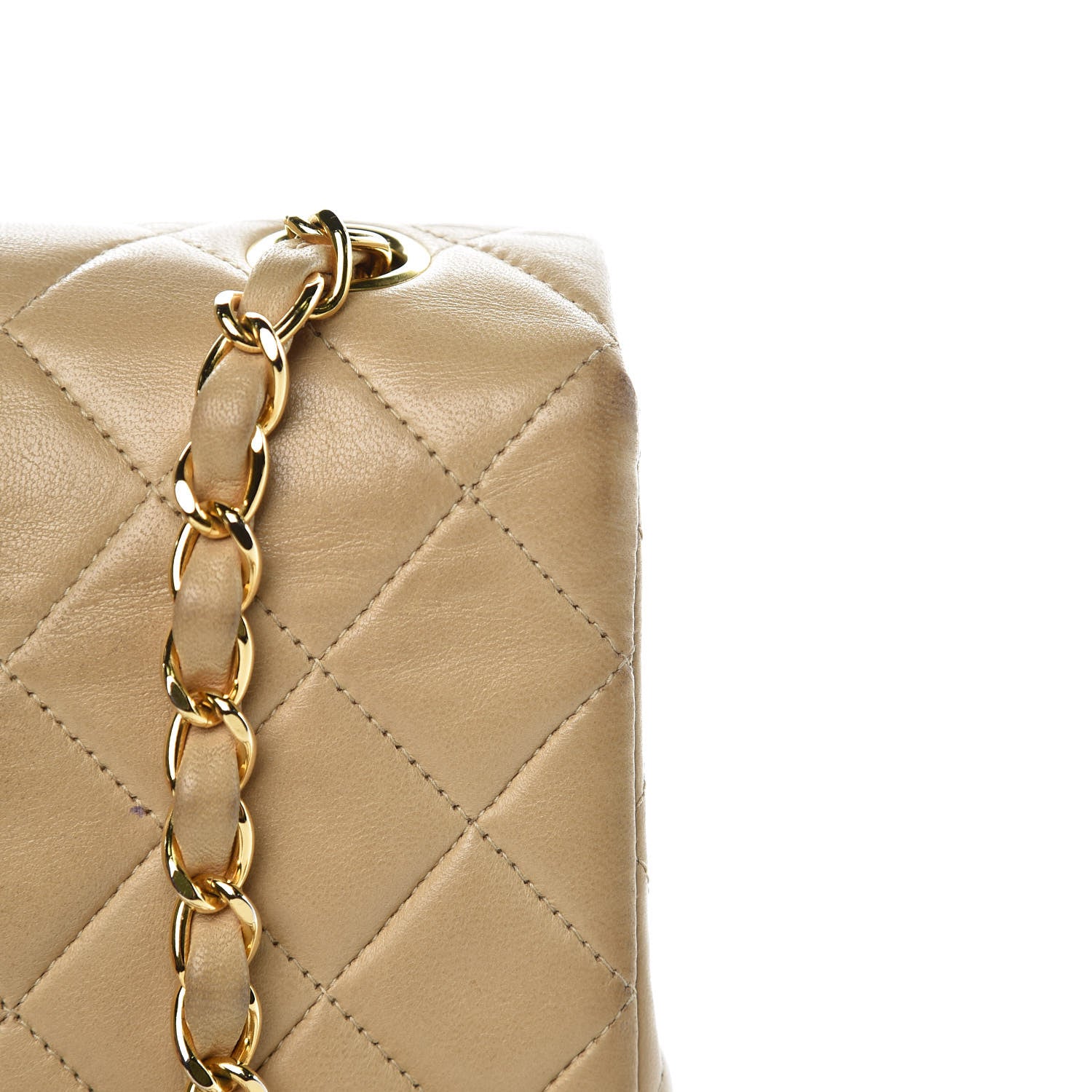 Chanel Lambskin Quilted Small Single Flap Beige 14 of 15