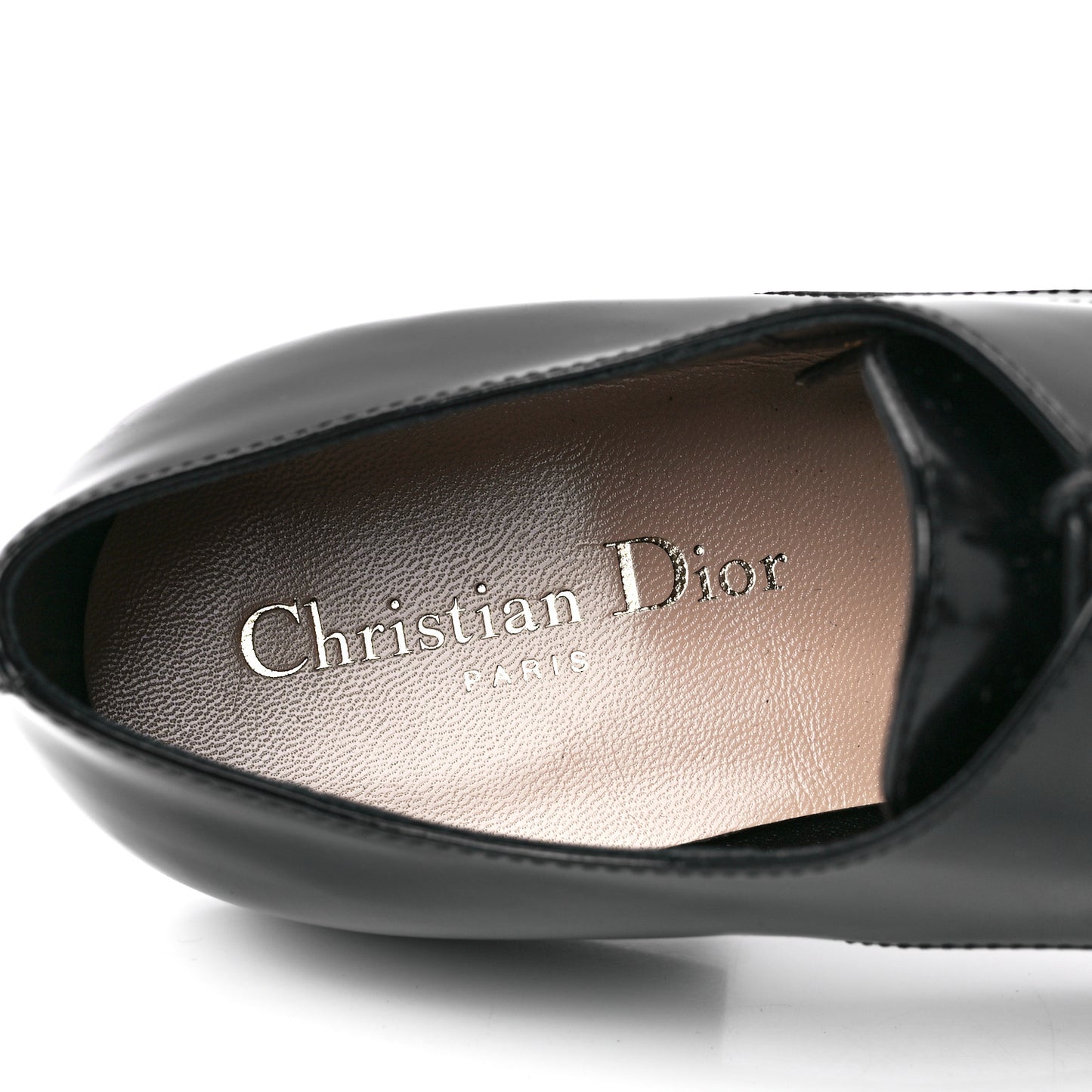 Shiny Calfskin Womens Derby Shoe 37.5 Black