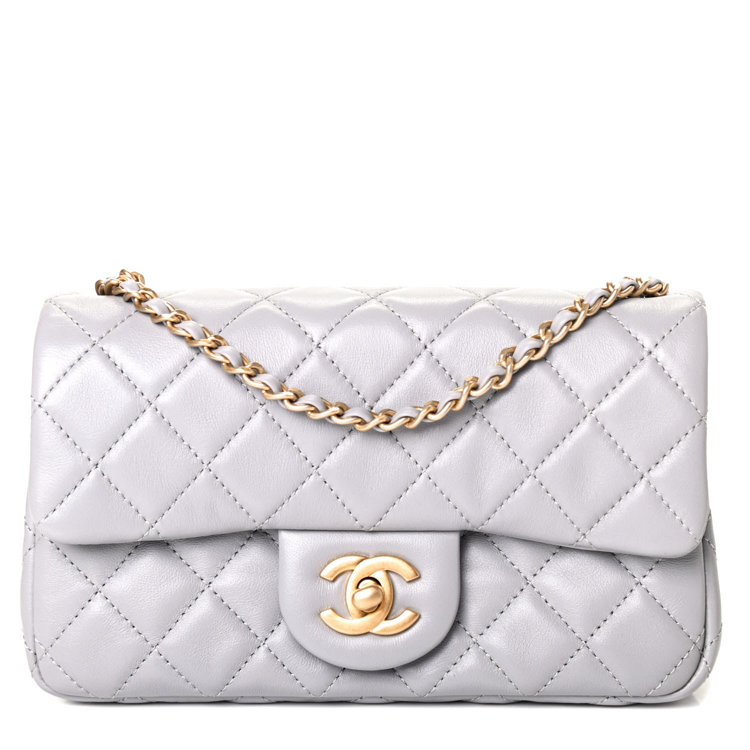 Chanel Lambskin Quilted Mini Rectangular Pearl Crush Flap Grey 1 of 4