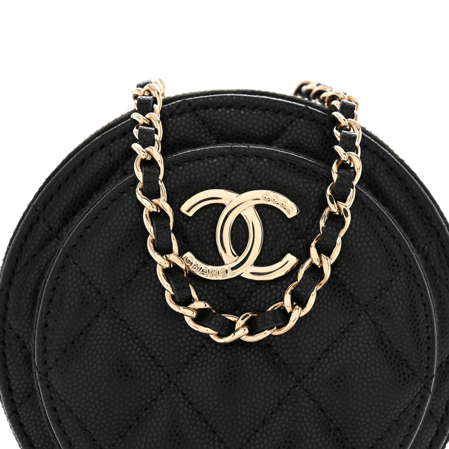 Chanel Caviar Quilted Round Coco Clutch With Chain Black 8 of 10
