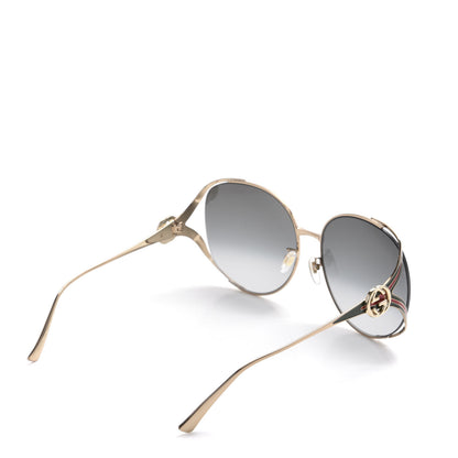 Gucci Metal Oversized Round Frame GG0225S Sunglasses Gold 4 of 8
