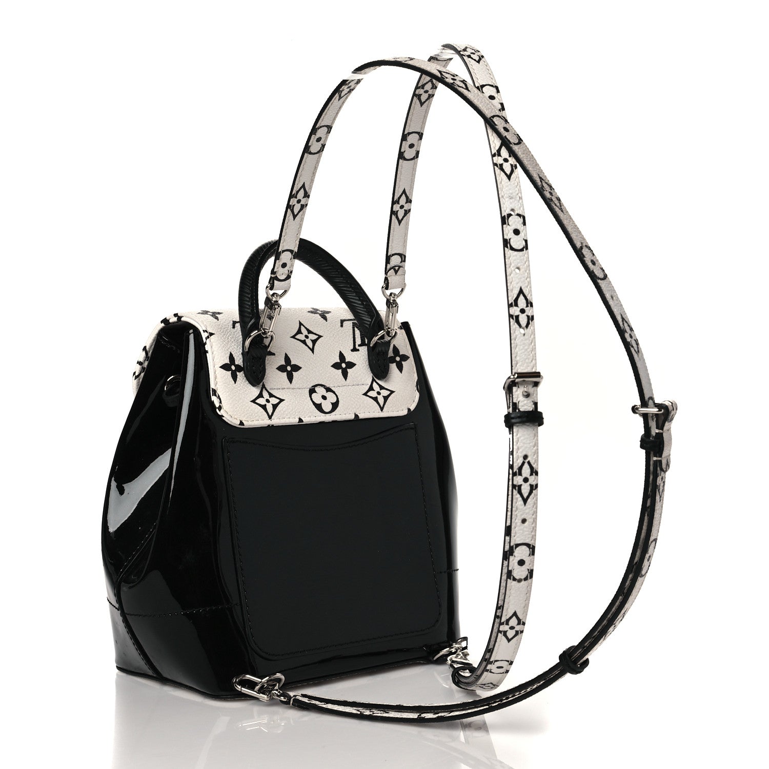 Louis Vuitton Patent Monogram Hot Springs Backpack Black White 3 of 9