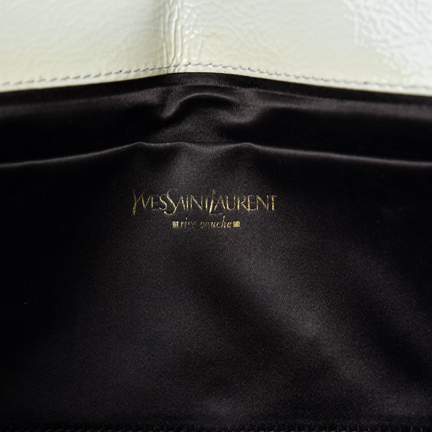 Patent Calfskin Large Belle De Jour Clutch Off White