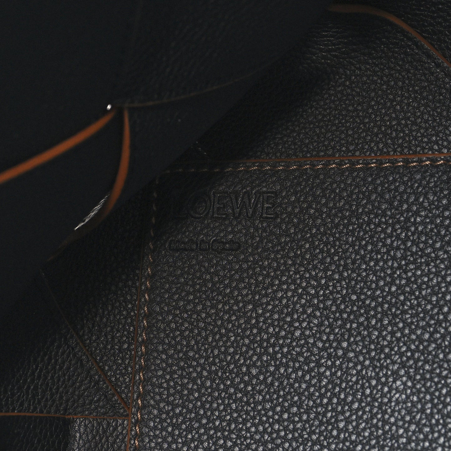 Soft Grained Calfskin Woven Basket Bag Black Tan