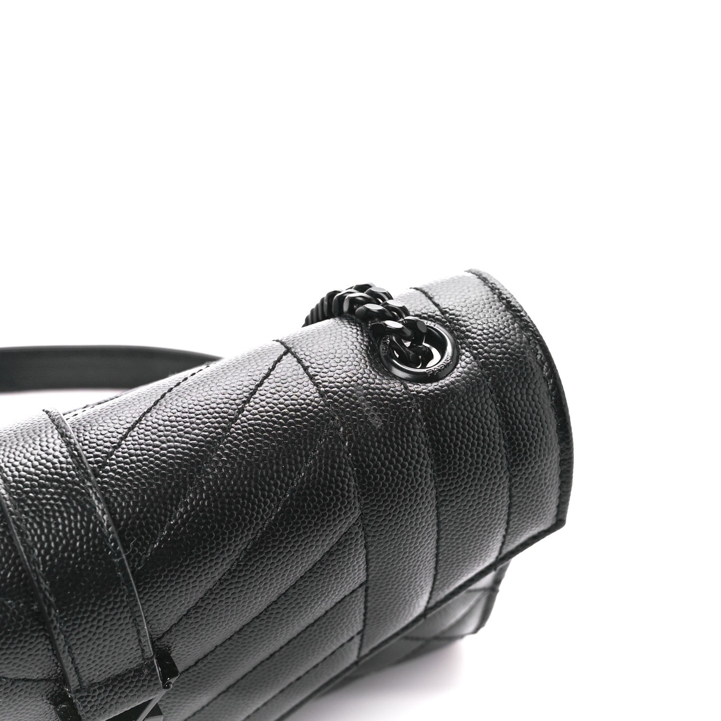 Grain De Poudre Textured Mixed Matelasse Triquilt Small Monogram Monochrome Satchel Black