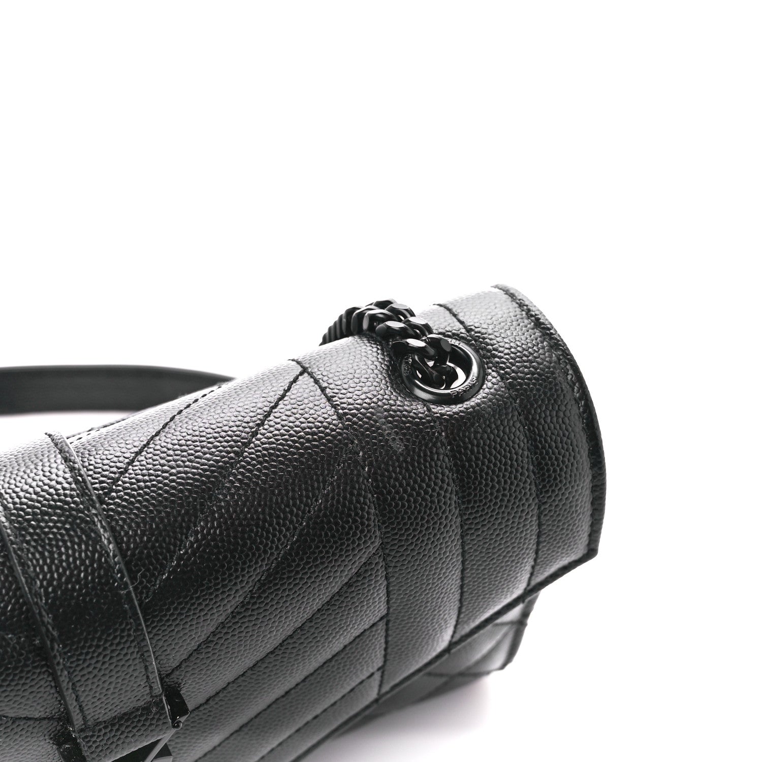 Saint Laurent Grain De Poudre Textured Mixed Matelasse Triquilt Small Monogram Monochrome Satchel Black 12 of 14
