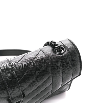 Saint Laurent Grain De Poudre Textured Mixed Matelasse Triquilt Small Monogram Monochrome Satchel Black 12 of 14