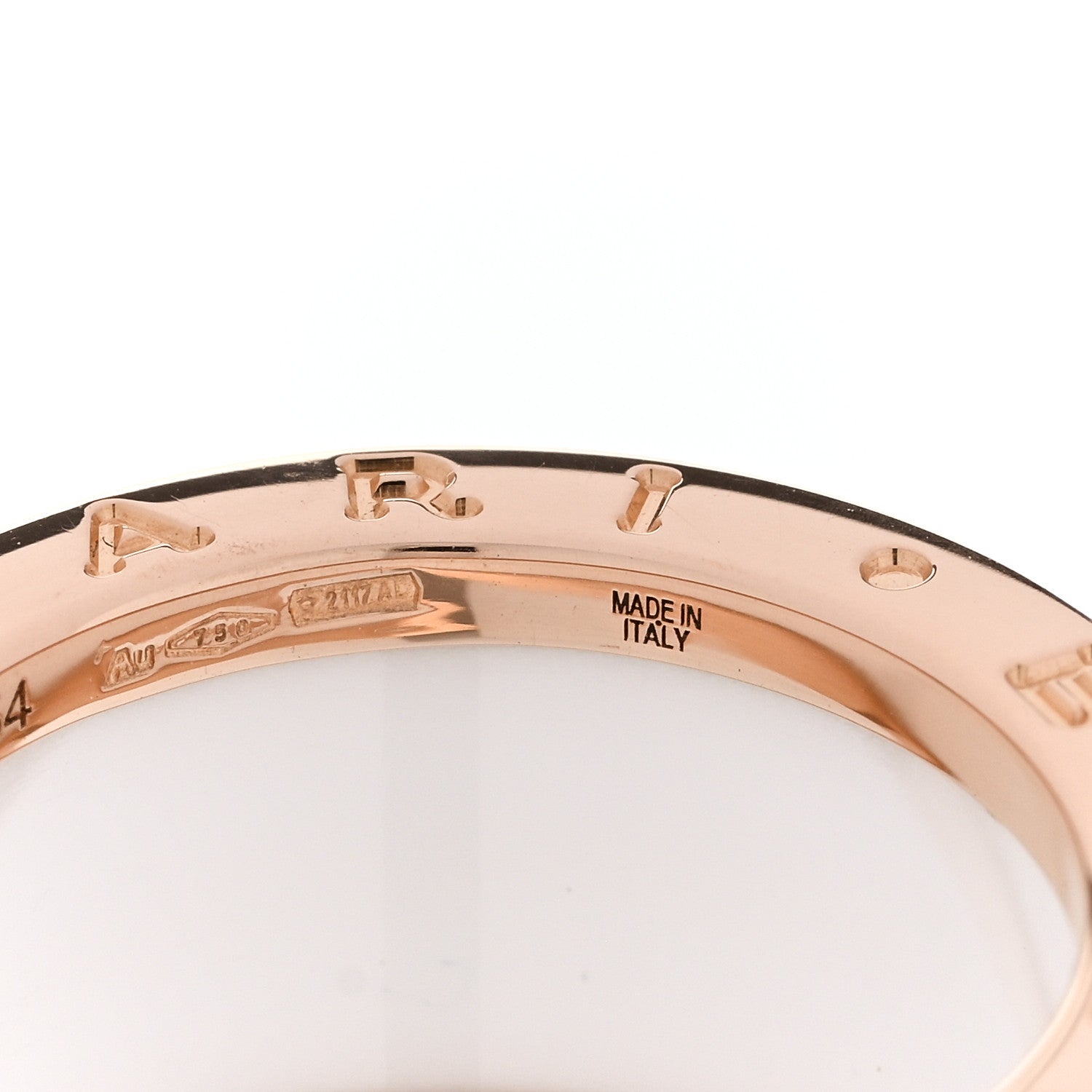 Bulgari 18K Rose Gold White Ceramic Diamond B.Zero1 Four-Band Ring 54 6.75 5 of 7