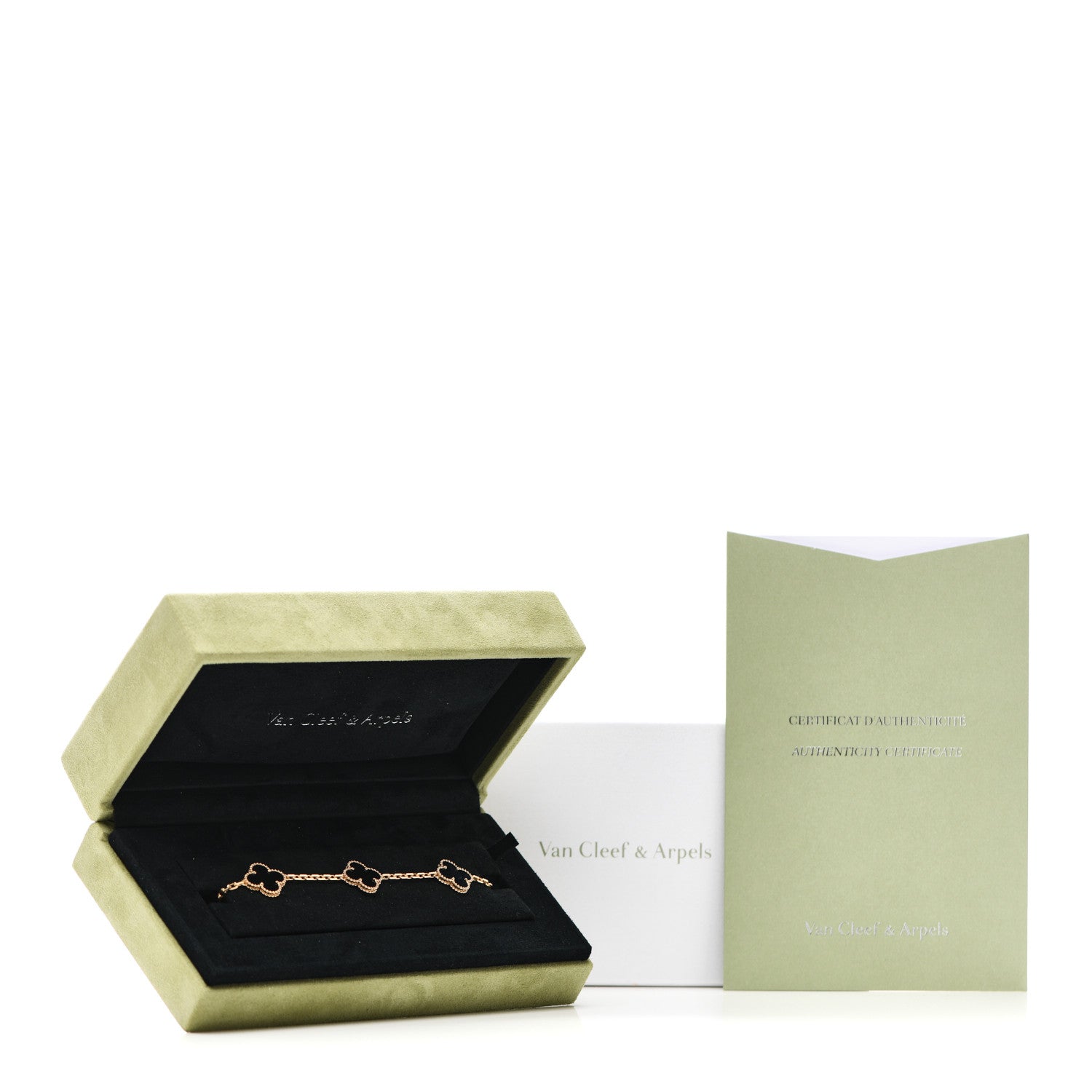 Van Cleef & Arpels 18K Yellow Gold Black Onyx 5 Motifs Vintage Alhambra Bracelet 6 of 6