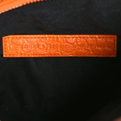 Balenciaga Extra Supple Calfskin Crocodile Embossed Le Cagole Shoulder Bag XS Pop Orange 8 of 12