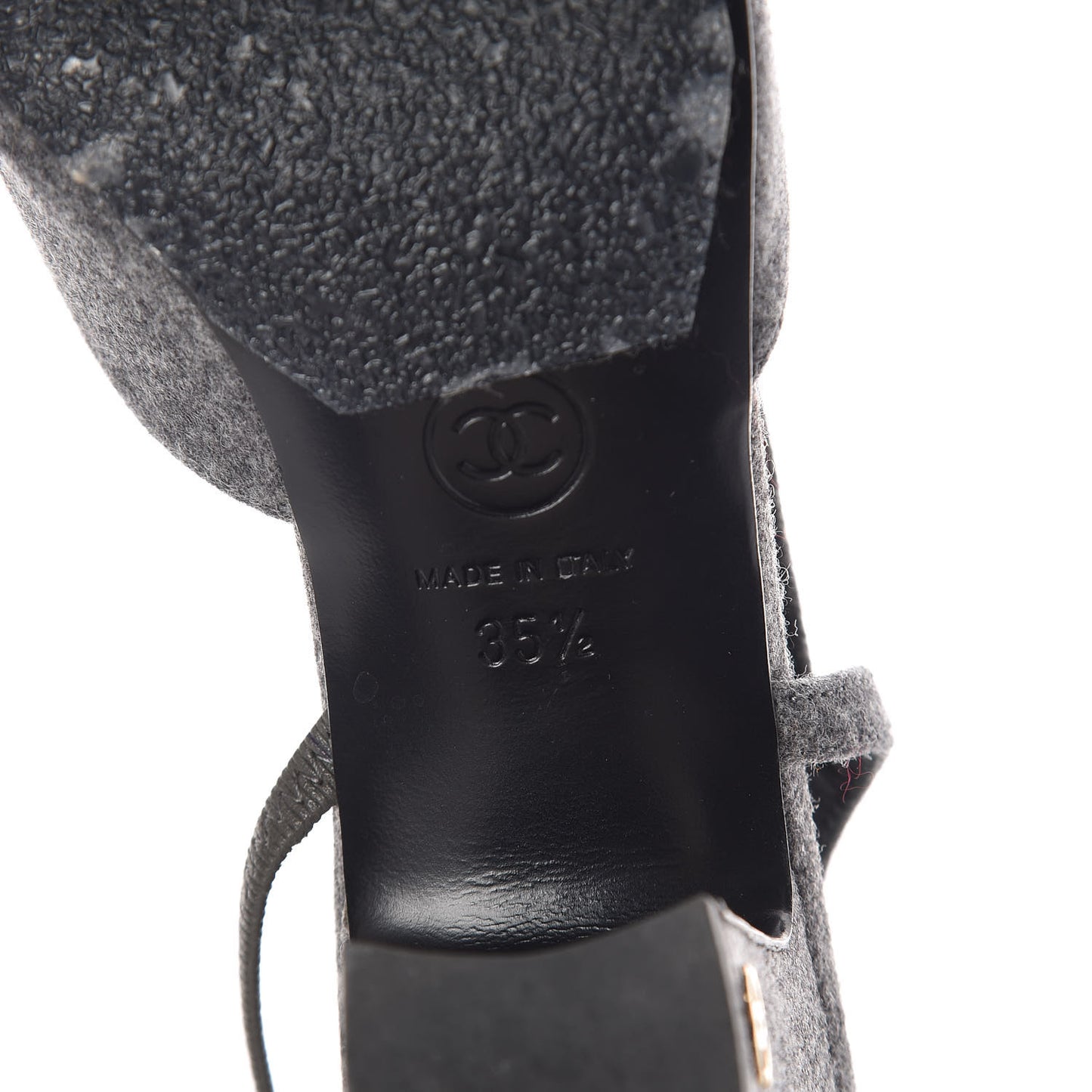Wool Velvet Cap Toe CC Slingback Pumps 35.5 Black Grey