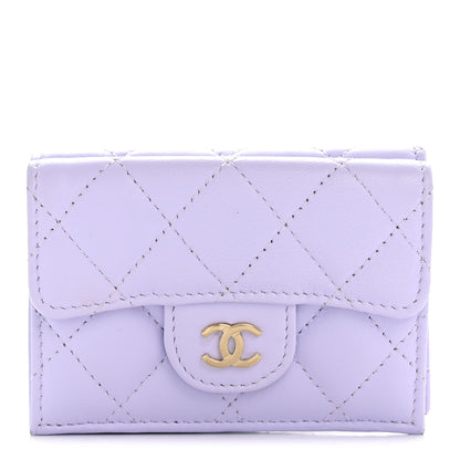 Chanel Lambskin Quilted Tri-Fold Flap Wallet Light Purple 1 of 10