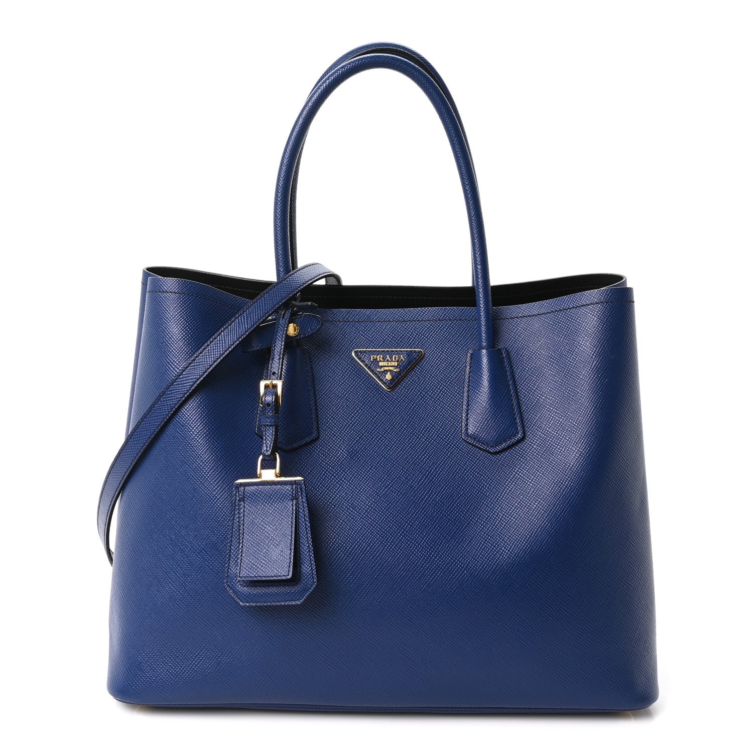 Prada Saffiano Cuir Large Double Bag Inchiostro 1 of 9