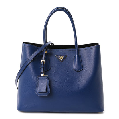 Prada Saffiano Cuir Large Double Bag Inchiostro 1 of 9