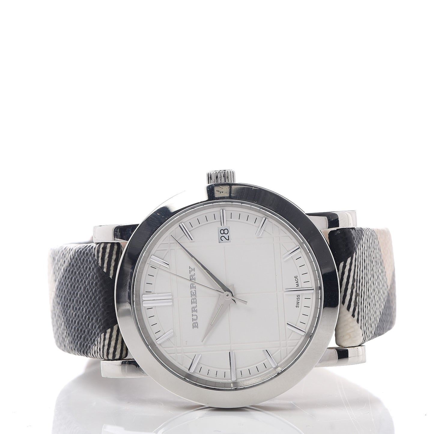 Stainless Steel Calfskin 38mm Heritage Nova Check Quartz Watch BU1390