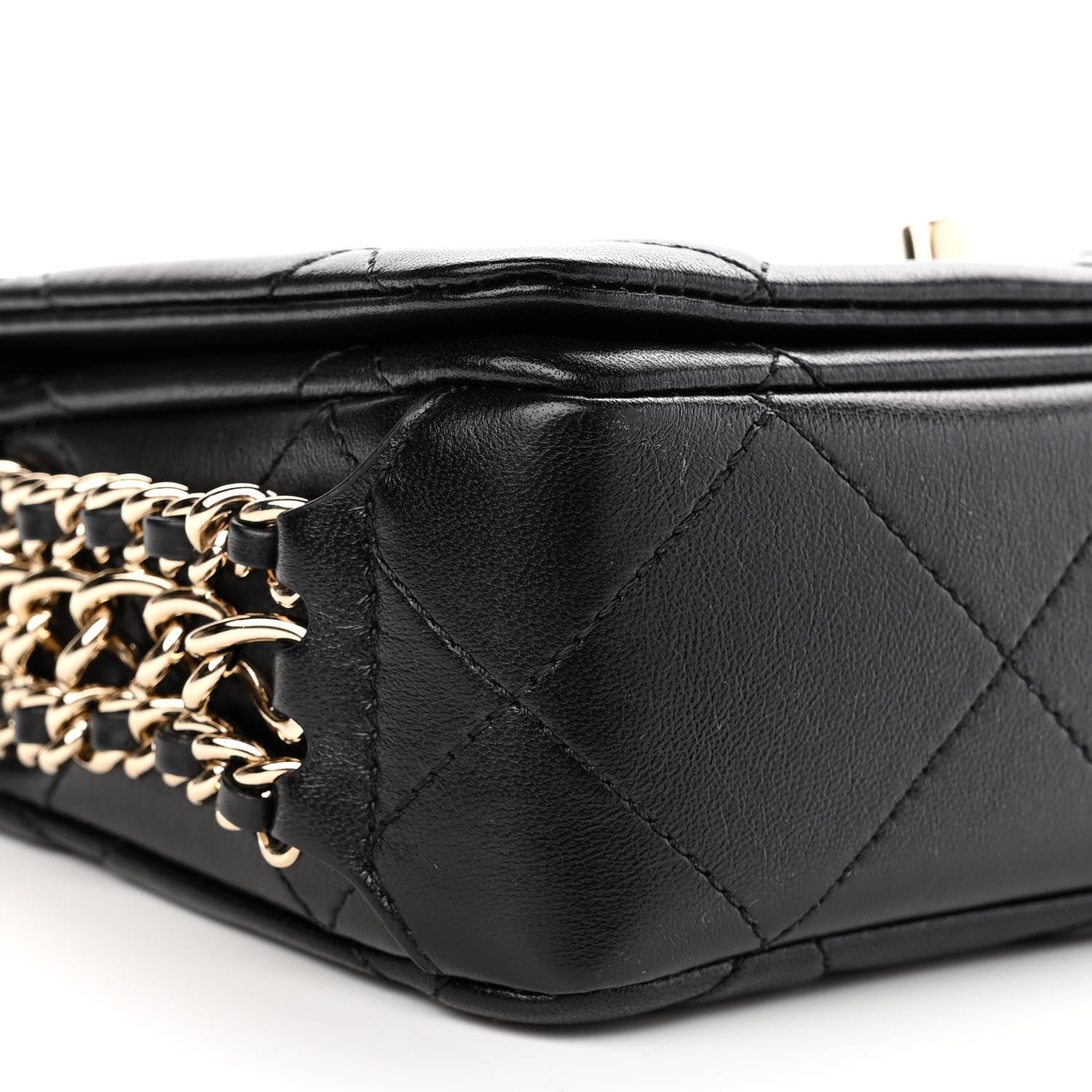Chanel Lambskin Quilted Mini Chain Rows Flap Black 9 of 12