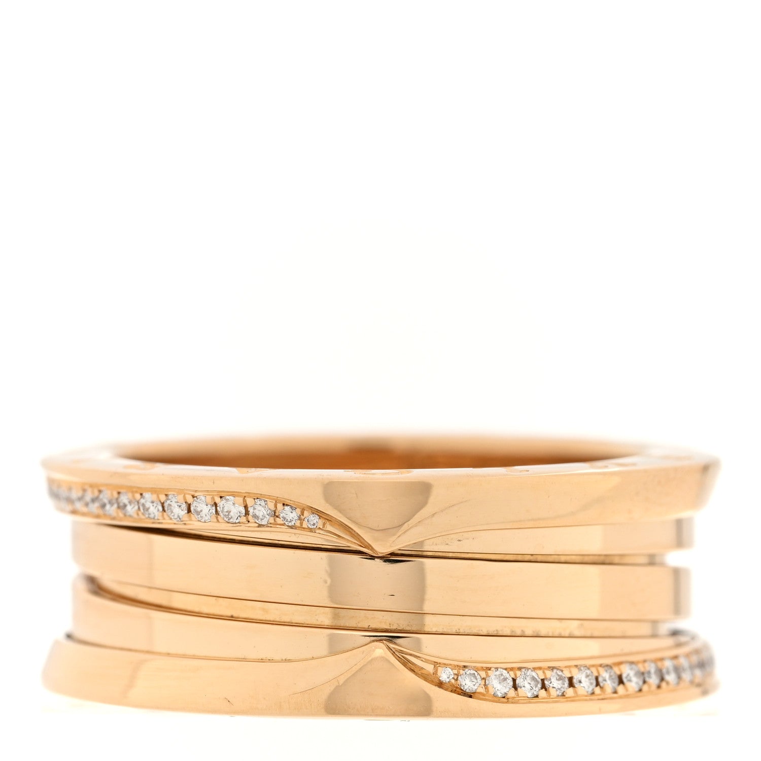 Bulgari 18K Yellow Gold Diamond B.Zero1 Three-Band Ring 63 10.25 3 of 4
