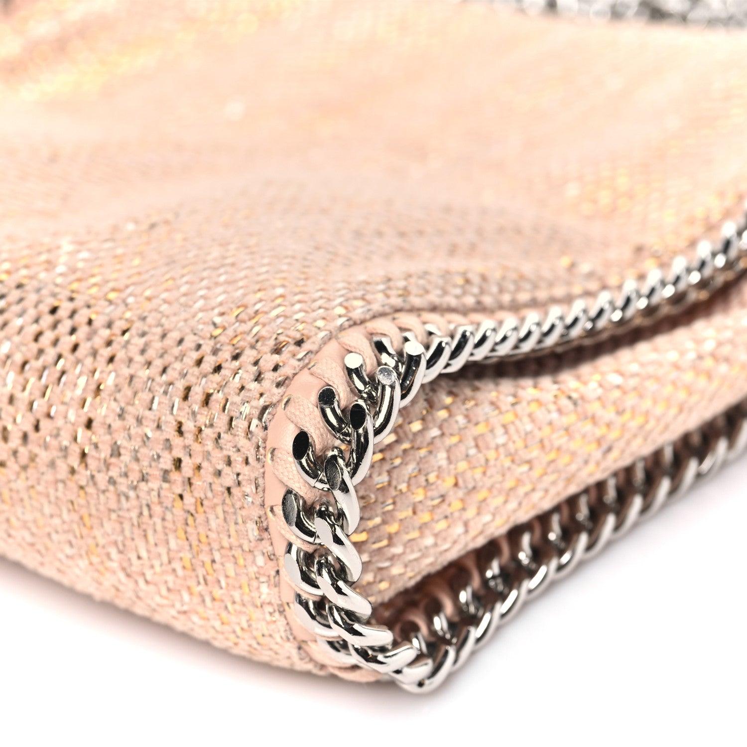 Stella McCartney Metallic Woven Raffia Mini Falabella Fold Over